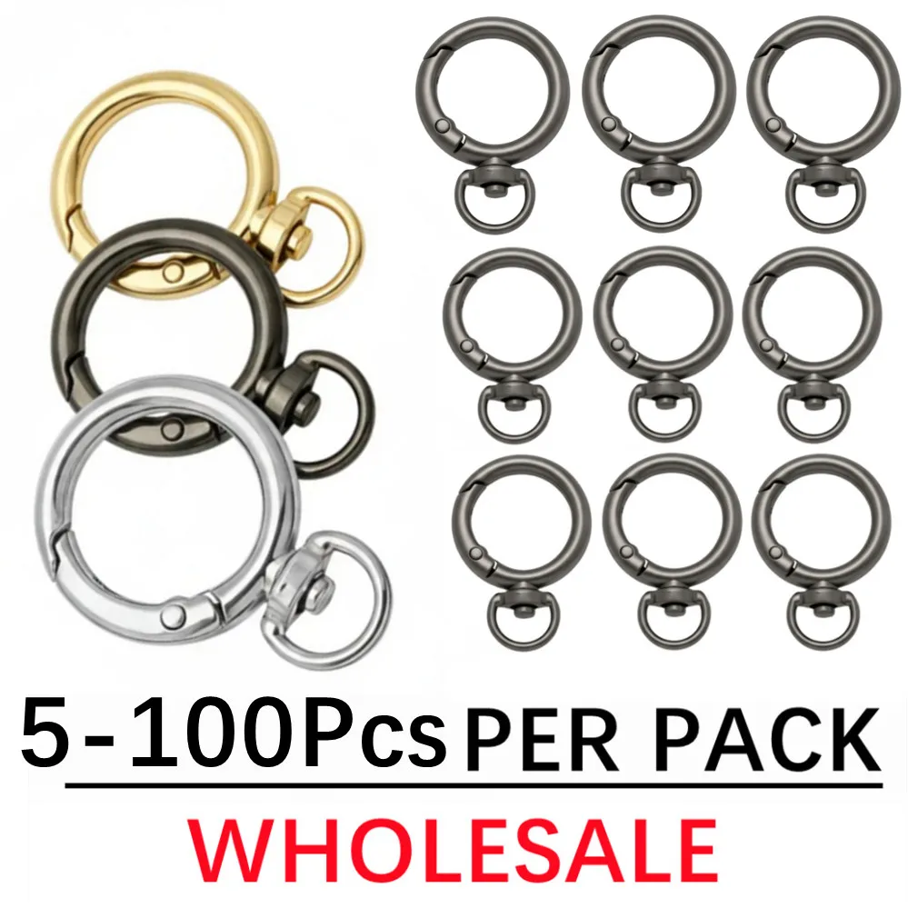 100-5Pcs Swivel Lobster Spring Clasp Keychain Openable O Ring for Keyring Pendant Chain Leather Bag Belt Strap Snap Trigger