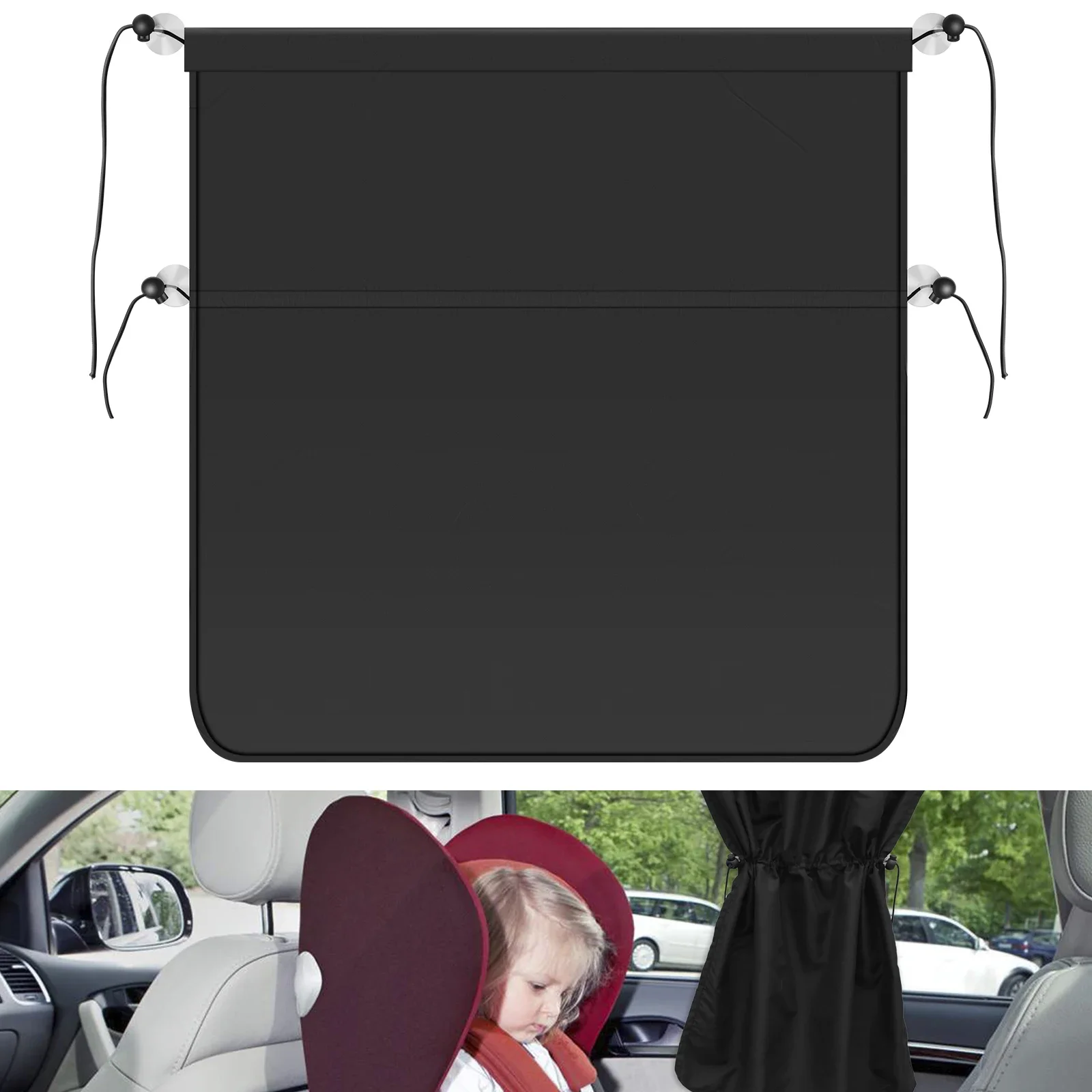 

2Pcs Car Window Shade Universal Car Sunshade Curtain Lightweight Automotive Side Window Privacy Curtain with 8 Suction Cups