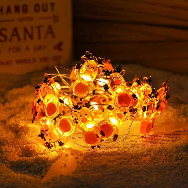 2M 20LED Fairy Garland String Lights Santa Claus Snowflake Battery Powered Christmas New Year Wedding Party Decor
