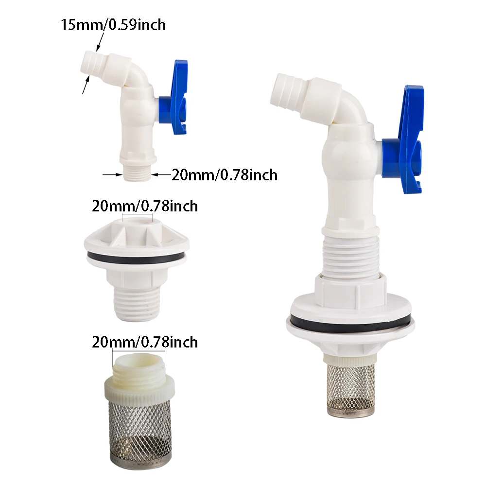 PVC Bulkhead Fitting Water Tank Replacement Spigot Drainage Faucet Connector for Rain Barrels Aquariums Ponds