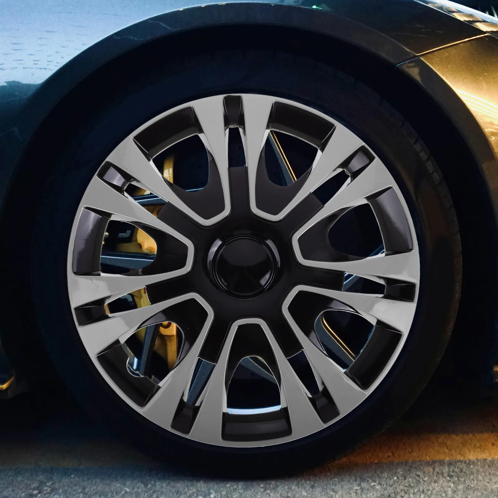 

13 Inch Universal Durable PP Wheel Cover Tire Hat Decoration Cap Car Rims Black Silver Hubcaps Vehicle Accessories Auto Parts