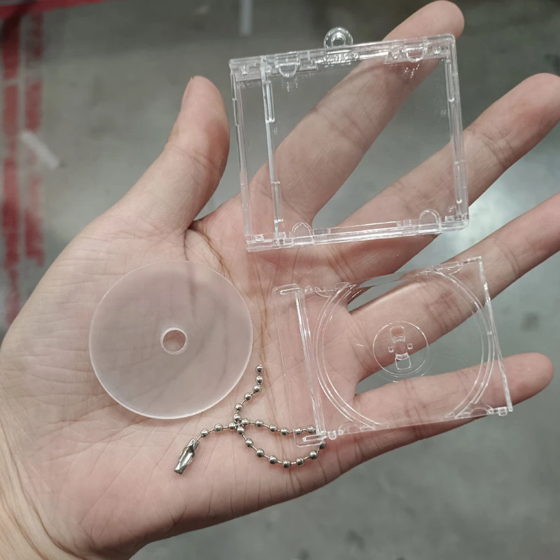 NFC Sticker Holder Mini Album Pendant Blank CD Case With Keychain For Backpack Hanging Ornament DIY Keyring Portable nfc Box