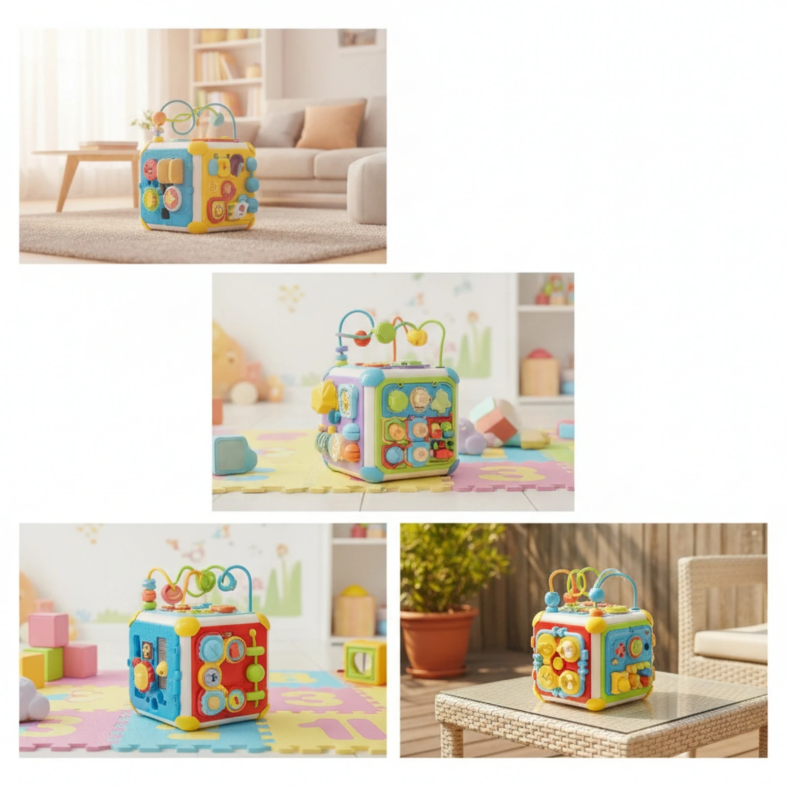 Activity Cube with Learning Activities Portable Activity Toy with Handle Busy Toy with Handle Cognitive for Toddlers, Travel