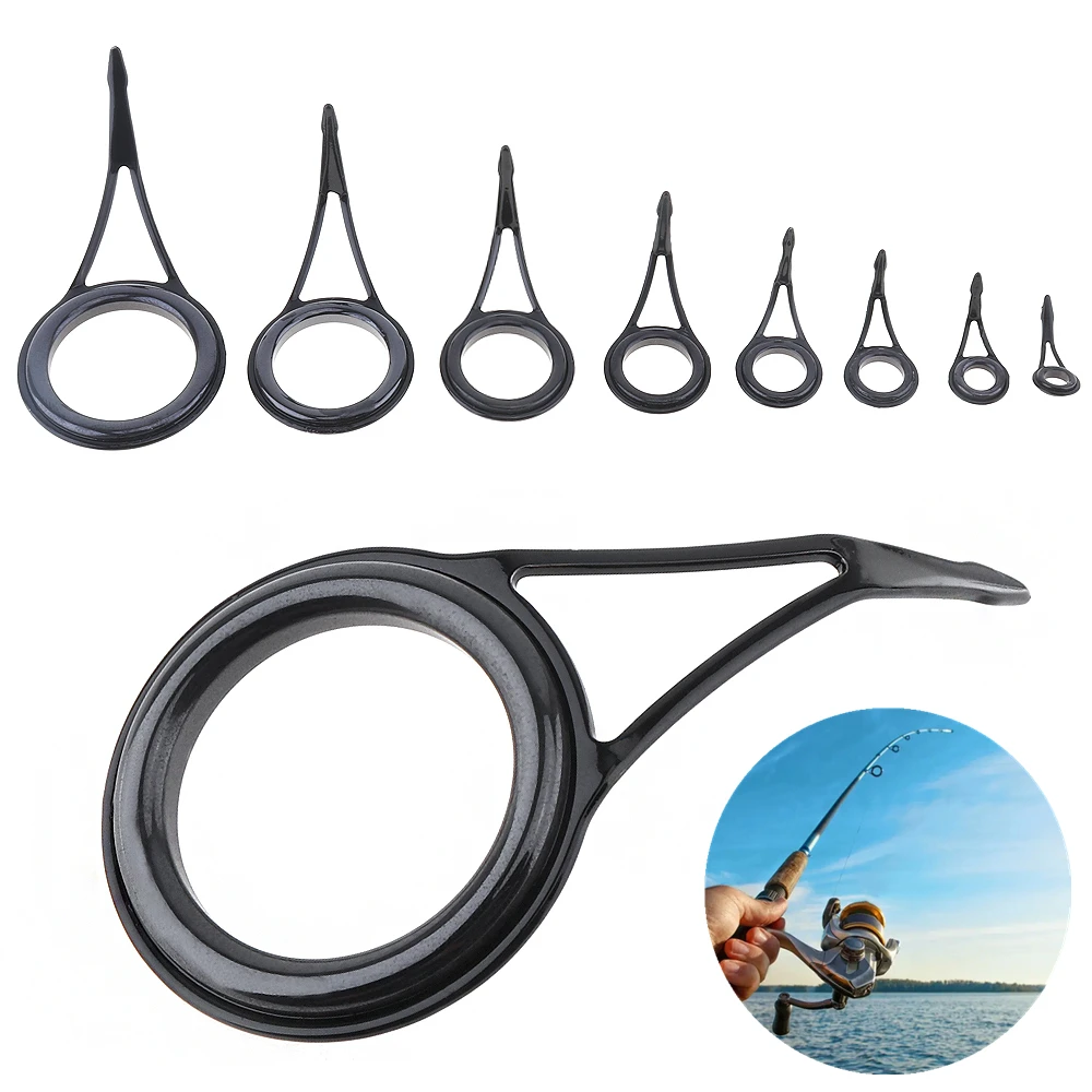 8pcs/lot Mixed Size Fishing Rod Guide Set Tip Strong Line Rings Fishing Rod Guide Tip Top Repair Kit
