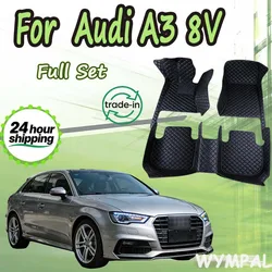 Car Floor Mats For Audi A3 8V Sportback 2013~2019 Waterproof Rug Anti Dirt Pad Luxury Leather Mat Full Set Car Accessories 2014