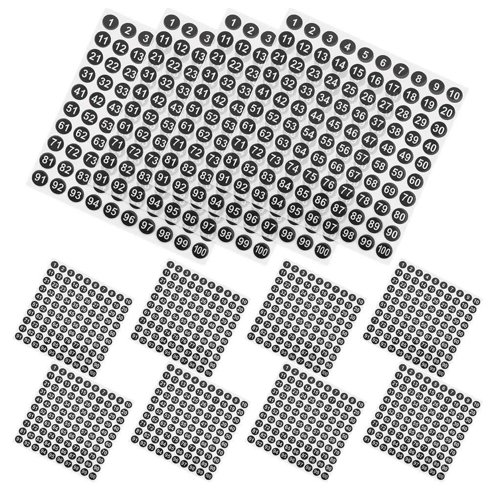 Waterproof Round Number Stickers 100 Sheets Self Adhesive Digit Labels for Classification Coding and Labeling