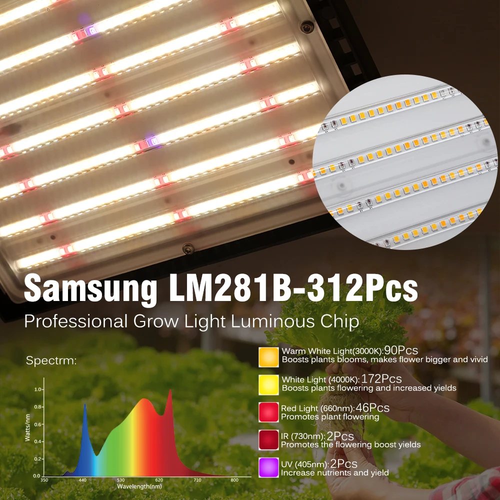 ستبليس عكس الضوء 150 واط QB288 LM281B 3000 كيلو/5000 كيلو مزيج 660nm UV IR LED تنمو ضوء Led لوحة الكم مع سائق #2