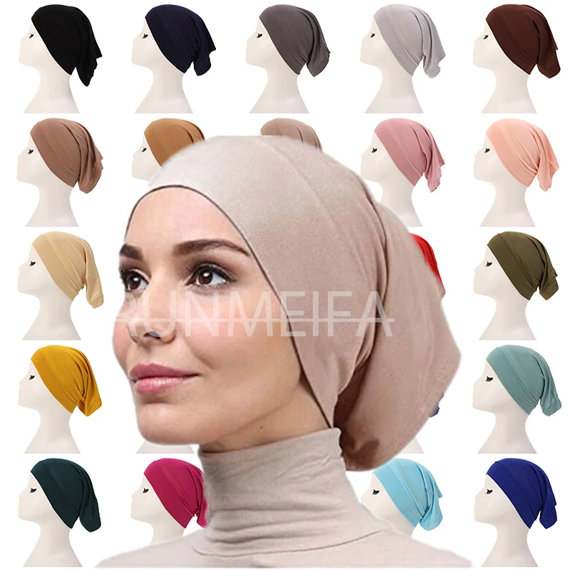 Fashion Muslim Hijab Caps Solid Underscarf Women Veil Modal Cotton Hijab Muslim Scarf Turbans Head  Women\'s Hijabs Hat Islamic