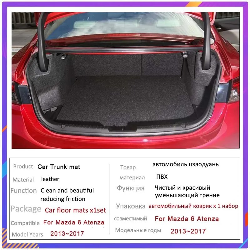 Car Trunk Mat For Mazda 6 Atenza GJ1 GL MK3 2013~2017 Dirt-resistant Fully Trunk Mat Luxury Rear Cargo Tray Car Accessories 2016