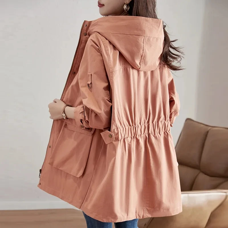 Wiosna Jesień 2026 Nowa Kurtka Wiatrówka Damska Długa, Luźna i Uniwersalna, Wyszczuplająca w Talii, Stylowa i Popularna Kurtka Codzienna
