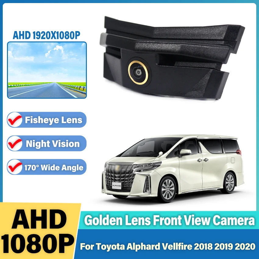 

Golden HD CCD Car Front View Parking Night Vision Positive Waterproof Logo Camera For Toyota Alphard Vellfire 2018 2019 2020