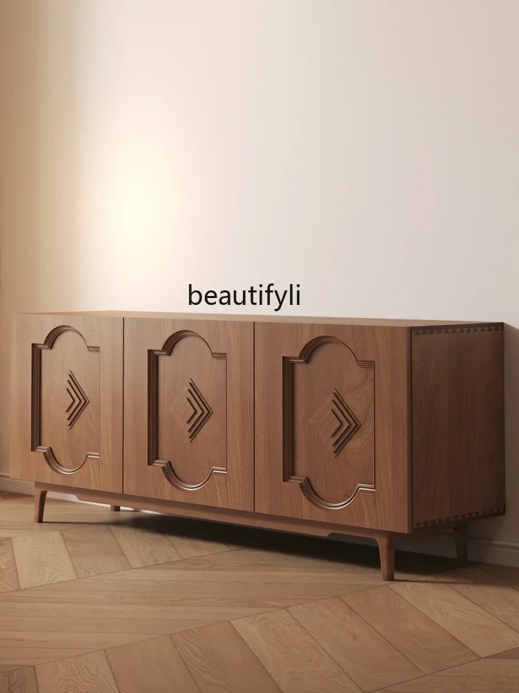 New Chinese Style Solid Wood Sideboard Small Apartment Entrance Cabinet Balcony Door Home Locker Economical Modern Minimalist