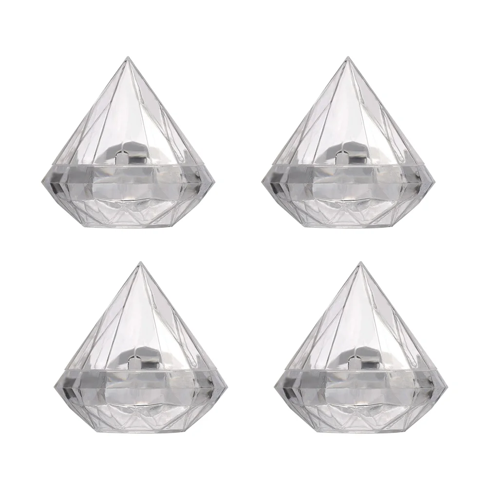 12 Pcs Diamond Shaped Candy Boxes Thicken Plastic Wedding Favors Boxes Birthday Party Decorating Ornament Container (7x7cm, S)