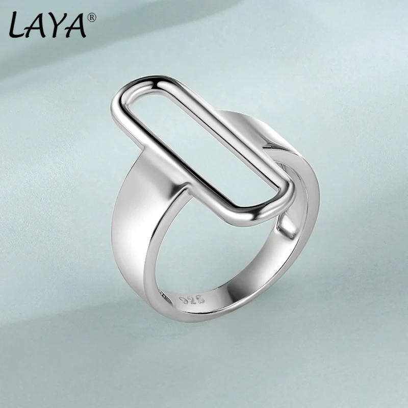 LAYA 925 Sterling Silver Irregular Unique Design Plain Silver Creativity Wide Big Ring For Men Women Original Modern Jewelry