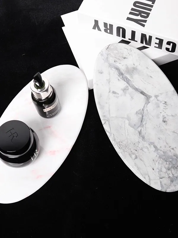 European Style Modern Light luxury Home Use Living Room Ornaments Marble Pallet Bathroom Toiletries Decoration Storage Tray