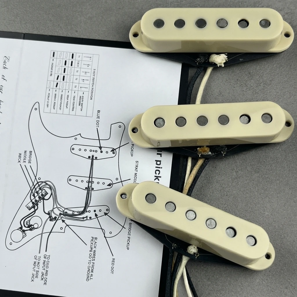 1960s Vintage Single Coil Pickup Set, Alnico 5 Magnets, Hand-Wound, Neck Middle Bridge, Mounting Screws for ST Style Guitars