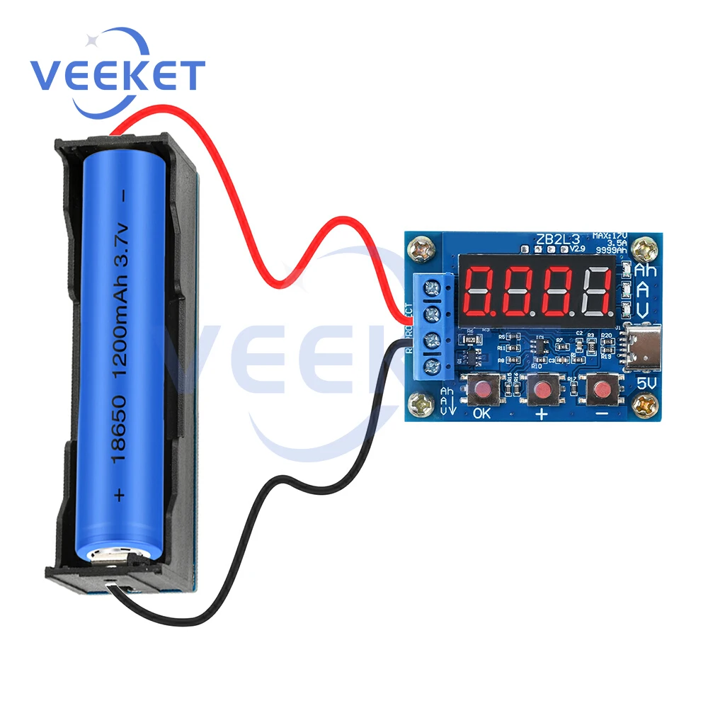 ZB2L3 تيار مستمر 4.5-6 فولت وحدة اختبار قدرة البطارية الرقمية اختبار الحمل الإلكتروني نوع C/مايكرو USB
