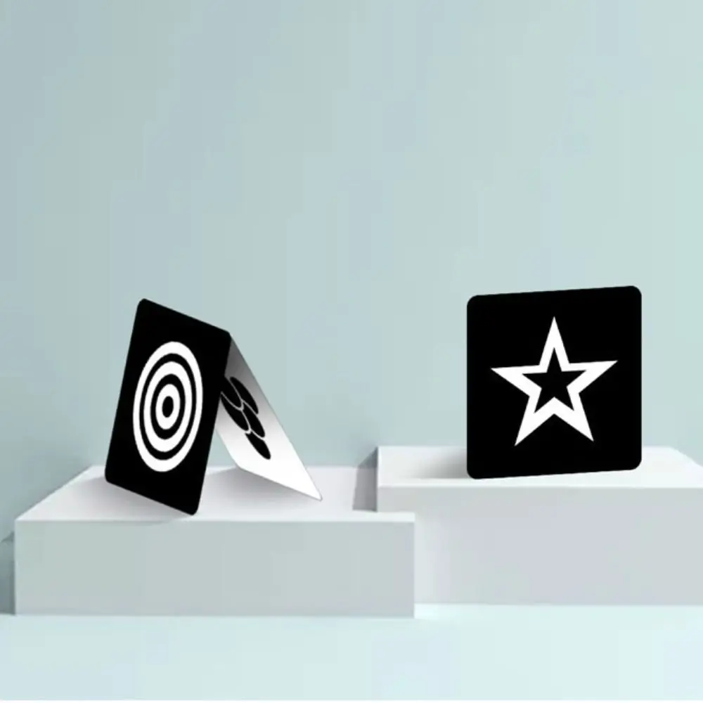 Papierkarten zur visuellen Stimulation von Babys, Sichtspiele, Montessori-Lernkarten mit hohem Kontrast, Miniatur-Baby-Lernkarten in Schwarz und Weiß