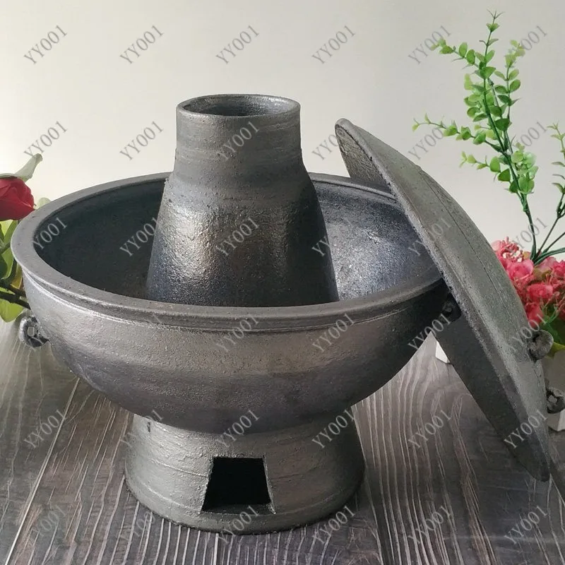 Olla Tradicional de Barro Hecha a Mano para Hot Pot con Carbón, Estilo Pekinés, para Cordero Cocido Instantáneo