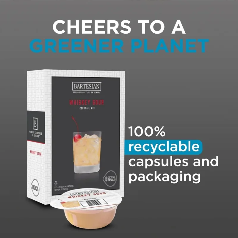 Cápsulas Bartesian Mixer para Cocktail Machine, Home Bar Mixology, Cápsula Mix Pod, Pacote 16