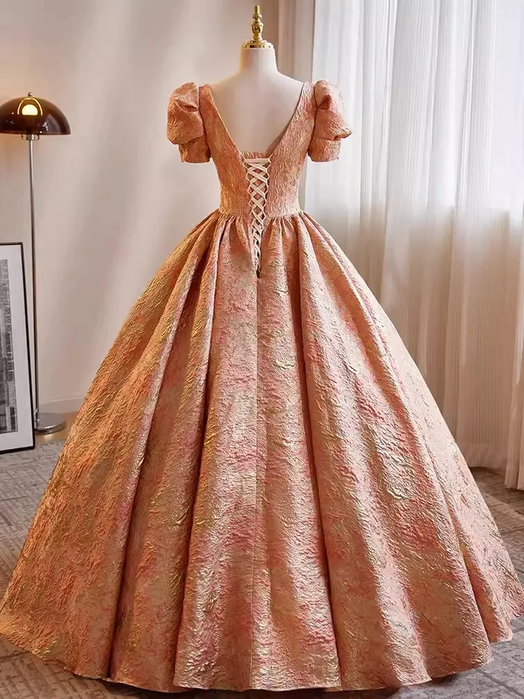 Vestidos De fiesta De cumpleaños para niñas, Vestido De manga corta con cuello en V, falda hinchada, 15 años, quinceañera, imágenes reales en Arabia Saudita