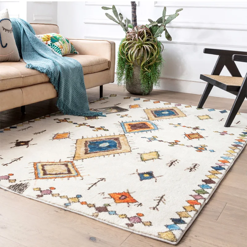 

Ethnic Style Rugs for Bedroom Morocco Living Room Decoration Large Area Carpet Soft Fluffy Floor Mat Colorful Plush Bedside Rug