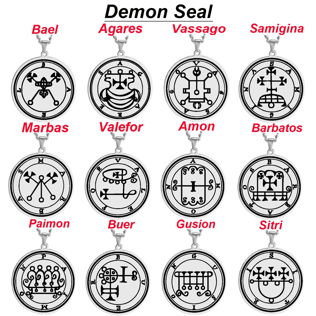 Steel color King Asmoday Sigil Demon Origins Seal Lesser Key of Solomon Goetia Amulet Talisman Stainless Steel Pendant Necklace