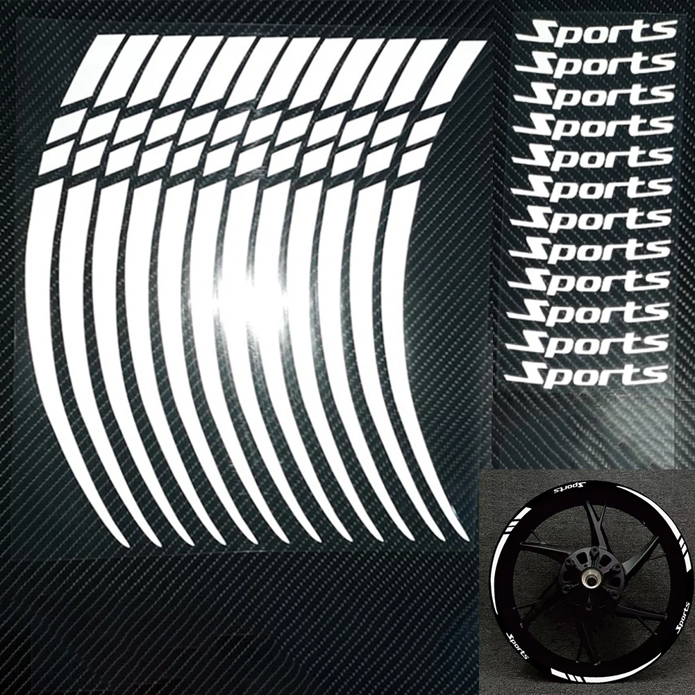 12PCs Motorcycle Bicycle- Wheel Rim Stripe Wheel Decal Tape Sticker 18-21 Inch Sport Decals Stickers Motorcycle Equipments