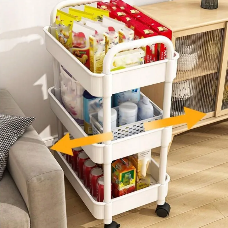 1pc 3 Tier Utility Cart, Rolling Organization Cart With Handle And Wheels, Multifunctional Storage Shelves For  Room Office