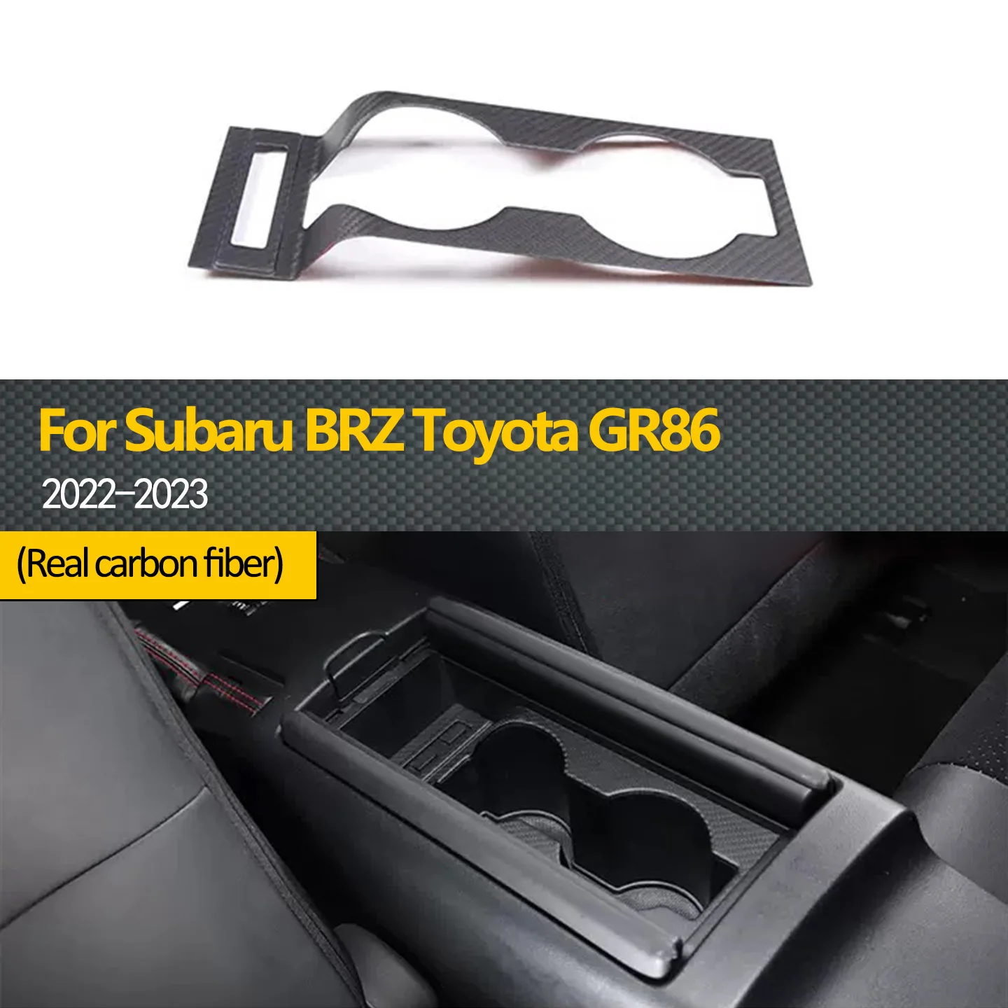 Applicable to 2022-2023 Subaru BRZ and Toyota GR86 cars, genuine carbon fiber center console cup holder tea cup frame interior m