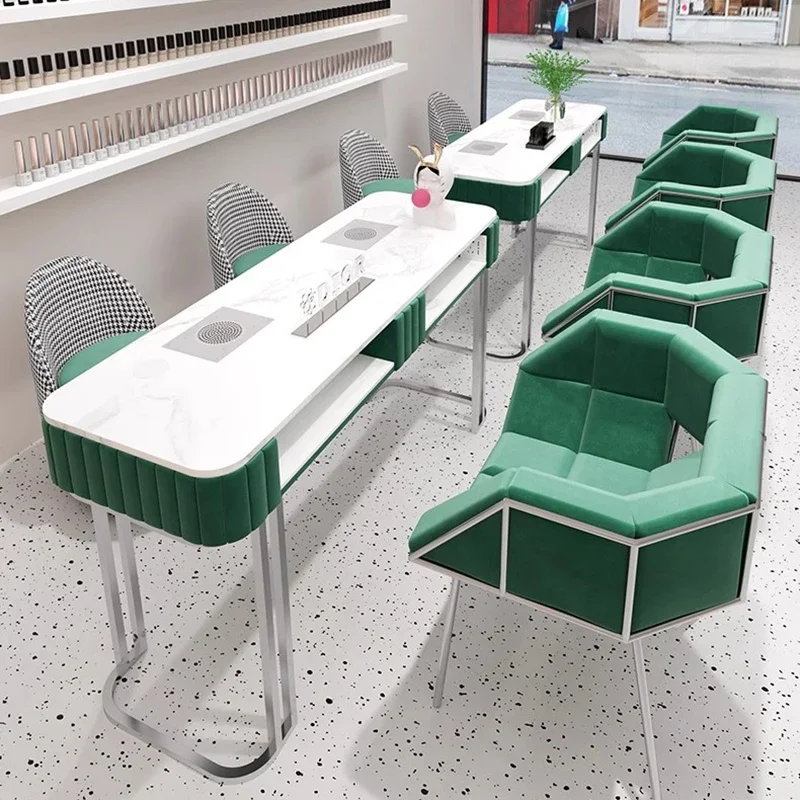 

Designer Nordic Nail Desk Modern Organizer Art Luxury Manicure Table Reception Hand Wooden Simple Nageltisch Salon Furniture