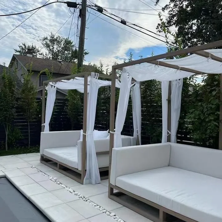 Sun bed villa backyard hotel high-end outdoor furniture waterproof beach lounger garden bed