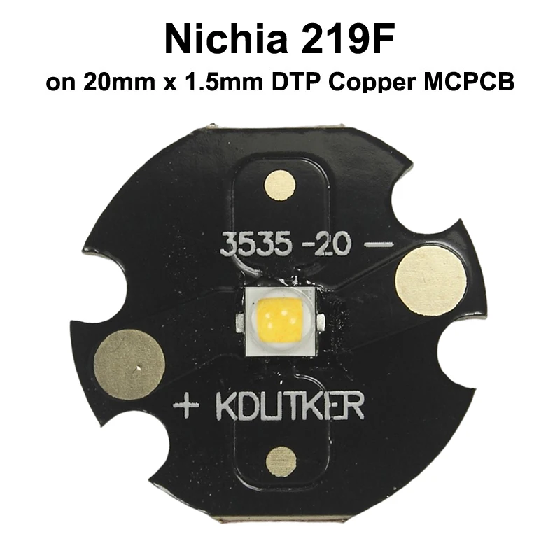 Nichia 219F Neutral White 5000K High CRI 90 SMD 3535 LED on KDLitker DTP Copper MCPCB Flashlight DIY