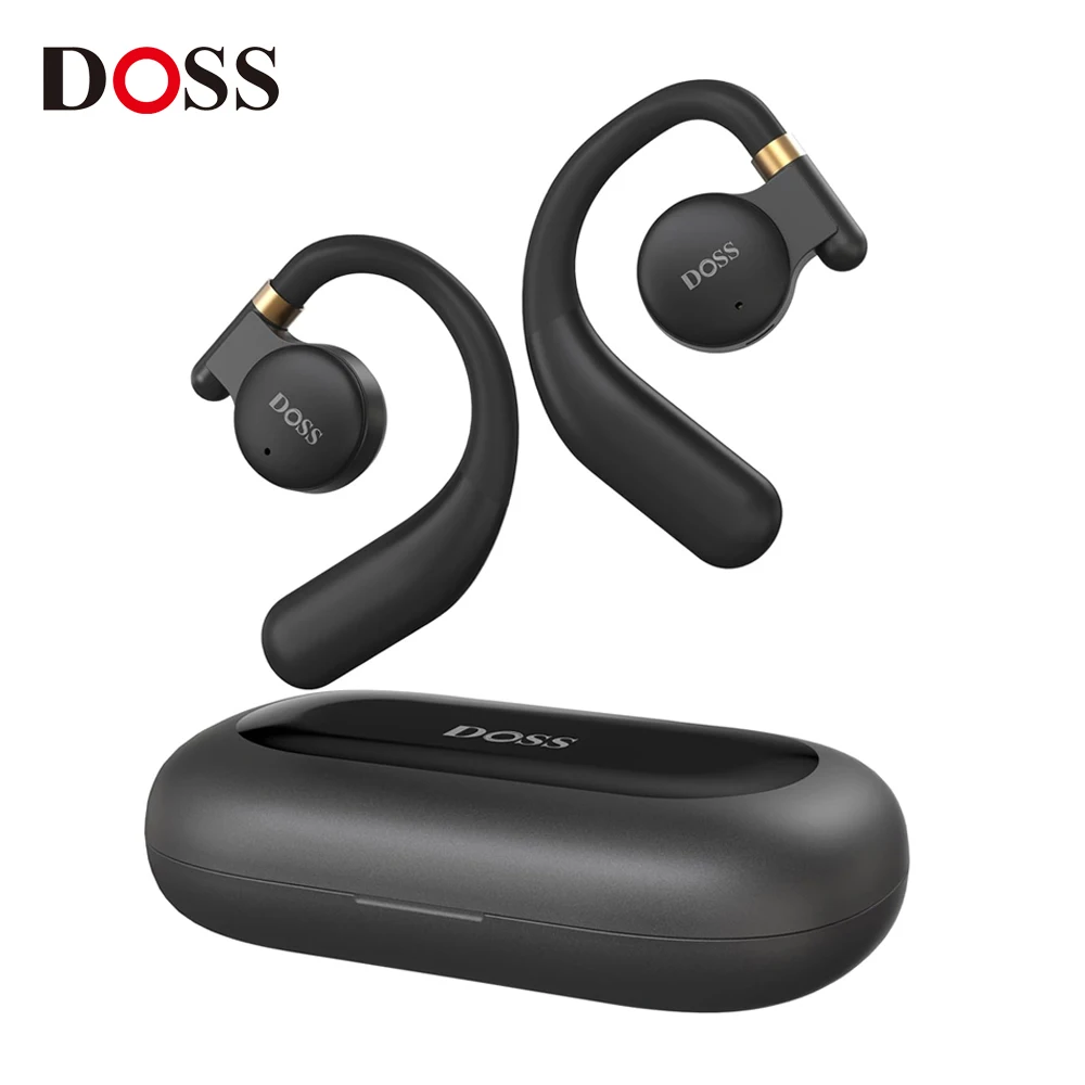 DOSS Open Ear Earphone Superior Sound 30 HRS Playtime LED Display Charging Box Ergonomic Ear Hooks Earbuds For Workout Headphone