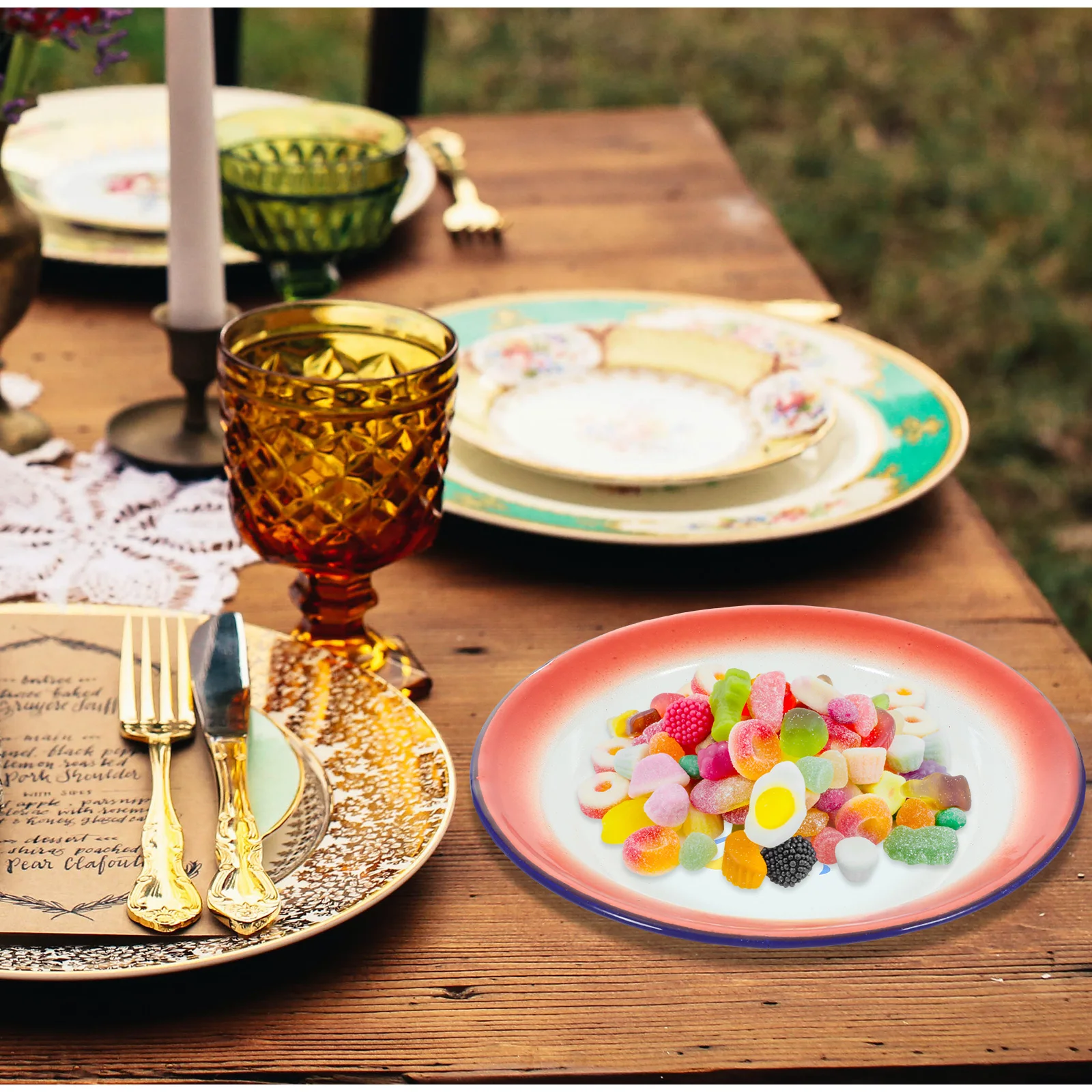 

3 Pcs Wheat Retro Dish Plate Vintage Decor Enamel Serving Dishes Shape Small Snack