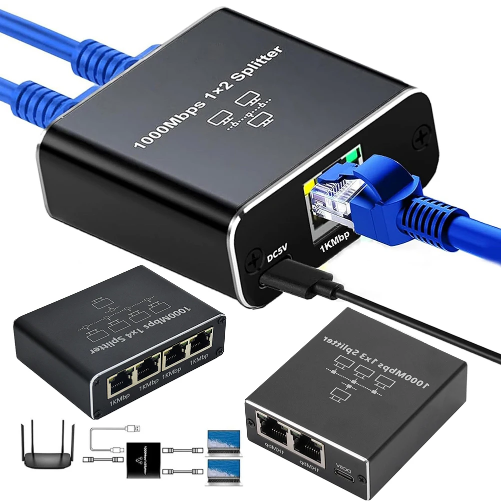 

Сетевой разветвитель RJ45 от 1 до 2/1 до 3/ 1 до 4 с USB-кабелем питания Интернет-разветвитель 1000 Мбит/с для кабеля Cat5 Cat5e Cat6 Cat7 Cat8