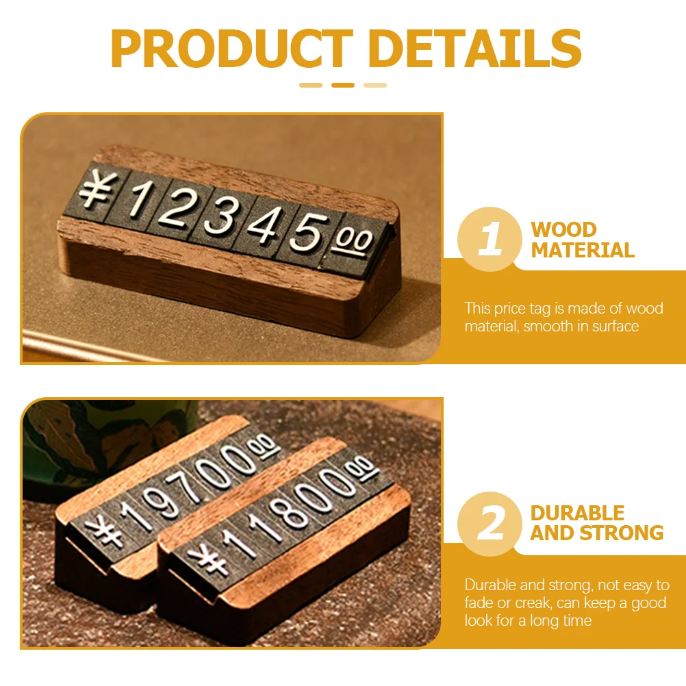 1 Set Price Tag Cube Wooden Sale Price Display Shelves Tags for Retail Stores Shopping Mall