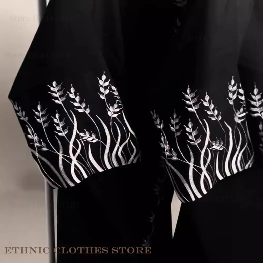 Femmes musulmanes Robe élégante noir broderie Abaya longue Robe dubaï luxe Eid Ramdan Robe de prière Kebaya caftan robes marocaines