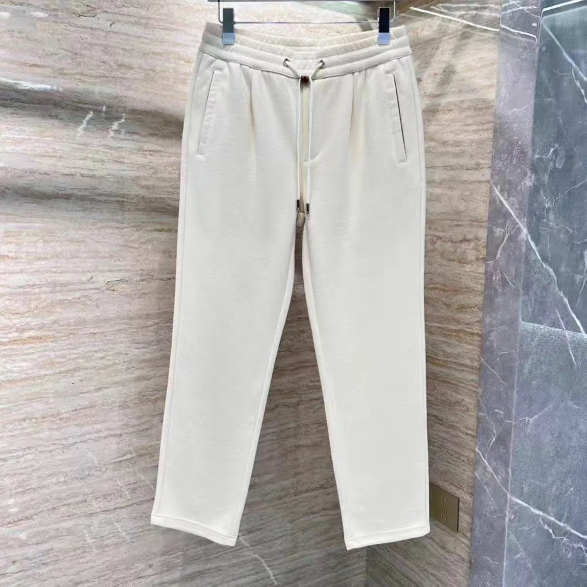 

Faionable Embroidered Cotton Blend Running Pants Casual Trousers for Men Autumn Winter New Arrival Straight Leg Elastic Waist