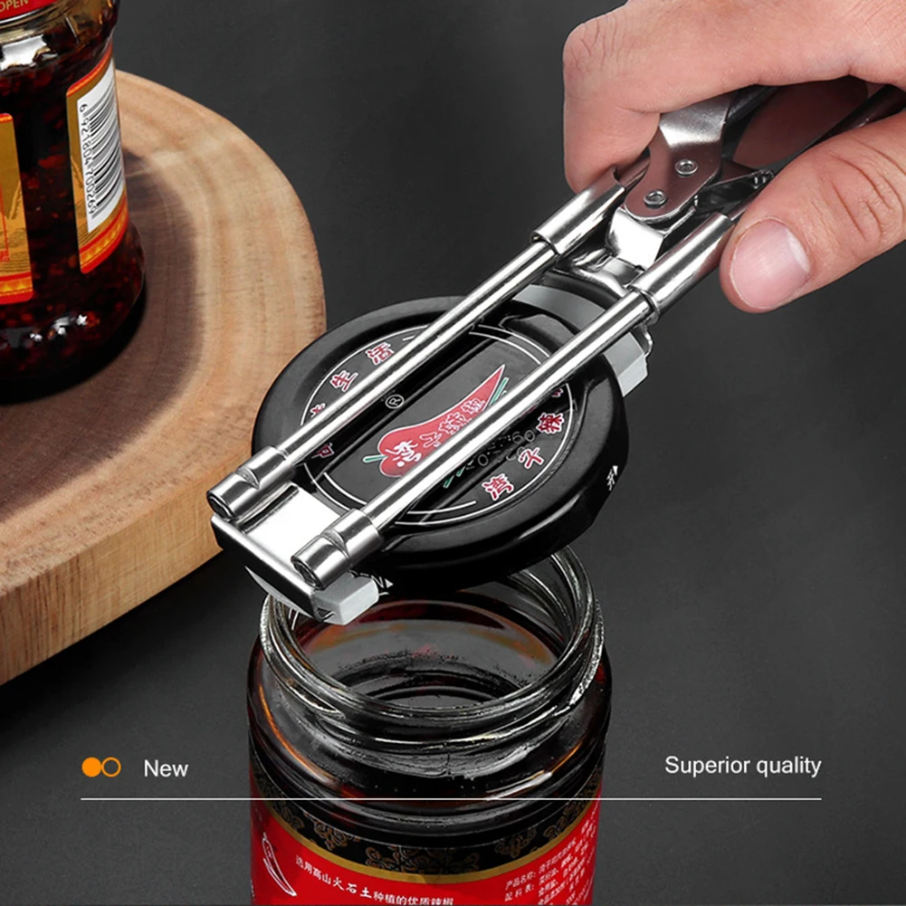 Stainless Steel Can Opener Adjustable Bottle Opener Multifunctional Manual Jar Bottle Opener Kitchen Accessories for Weak Hands