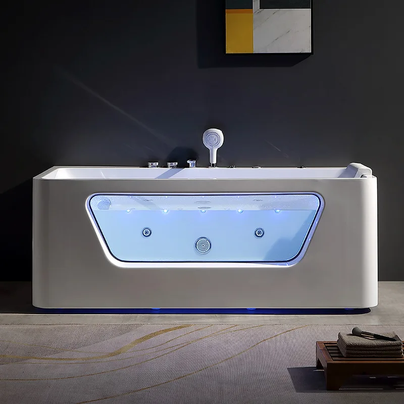 PMMA Acrylic Bathtub, Freestanding Modern Soaking Tub, 1-Piece Design for Home, Adult Use, Stylish Bathroom Fixture