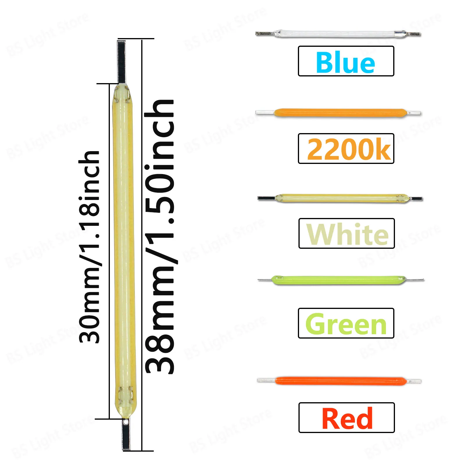 Imagem -04 - Cob Led Filament Lamp Parts Acessórios para Iluminação de Férias Diodo para Férias Decorativo Coldwhite 3v 38 mm 50ma Novo 300 Pcs