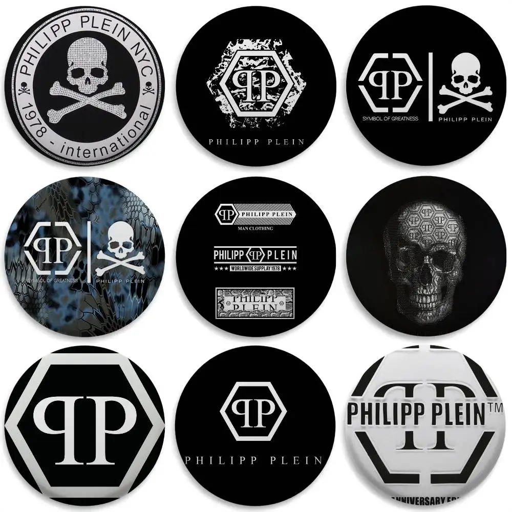 

Fashion P-Philipp-Skull-P-Plein Badges Round Exquisite Badge Brooches Creative Pins For Clothes Hat Backpack Gift Accessories