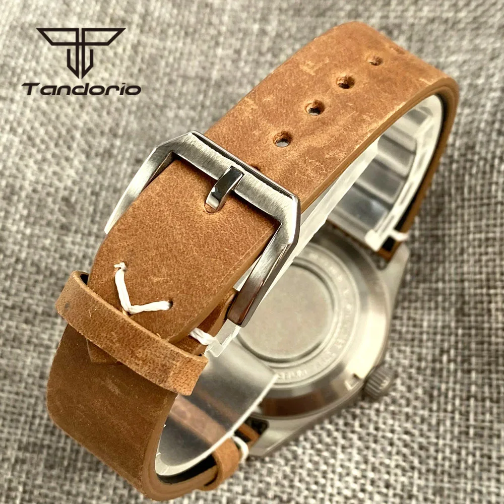 Tandorio 39mm Stainless Steel/Titanium Case 20Bar Dive Pilot NH35A Date Luminous Automatic Men Watch Sapphire Crystal Wristwatch