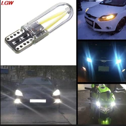 Bombillas LED CANBUS de silicona, 5 piezas, T10, W5W, COB, de alto brillo, para matrícula