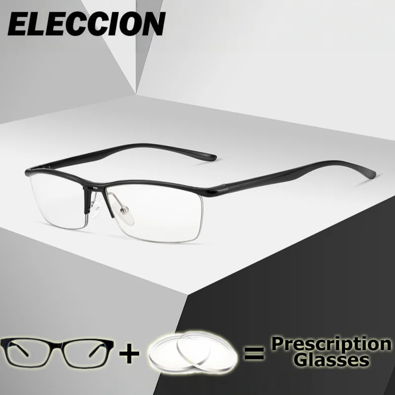 

ELECCION линзы по рецепту для близорукости, пресбиопии, квадратные женские и мужские алюминиевые магниевые очки для пресбиопии, прогрессивная оправа