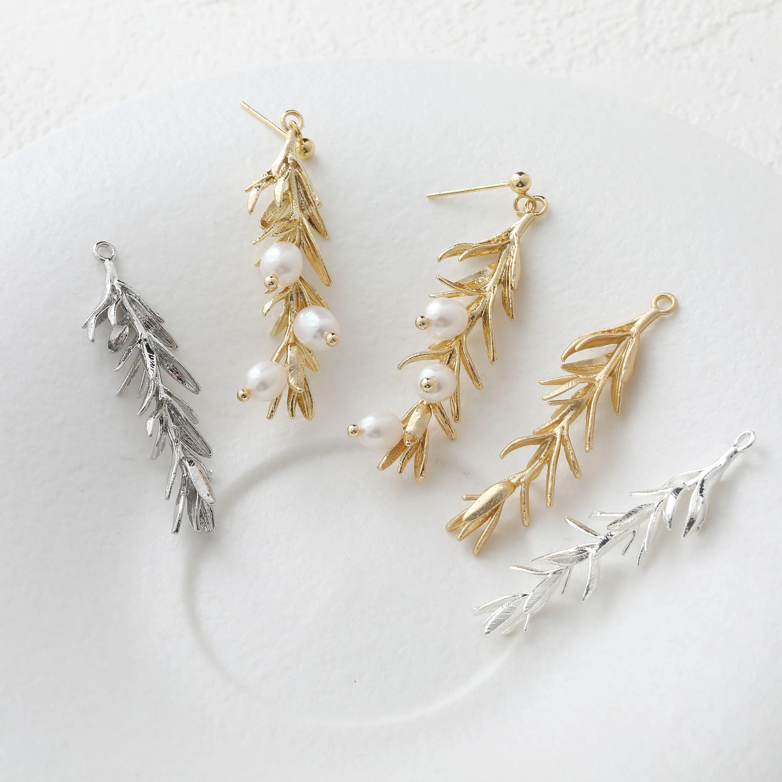 

14 К позолоченные латунные длинные серьги с сосновыми листьями, кулон, ювелирные изделия, принадлежности для самостоятельного изготовления, аксессуары из материала