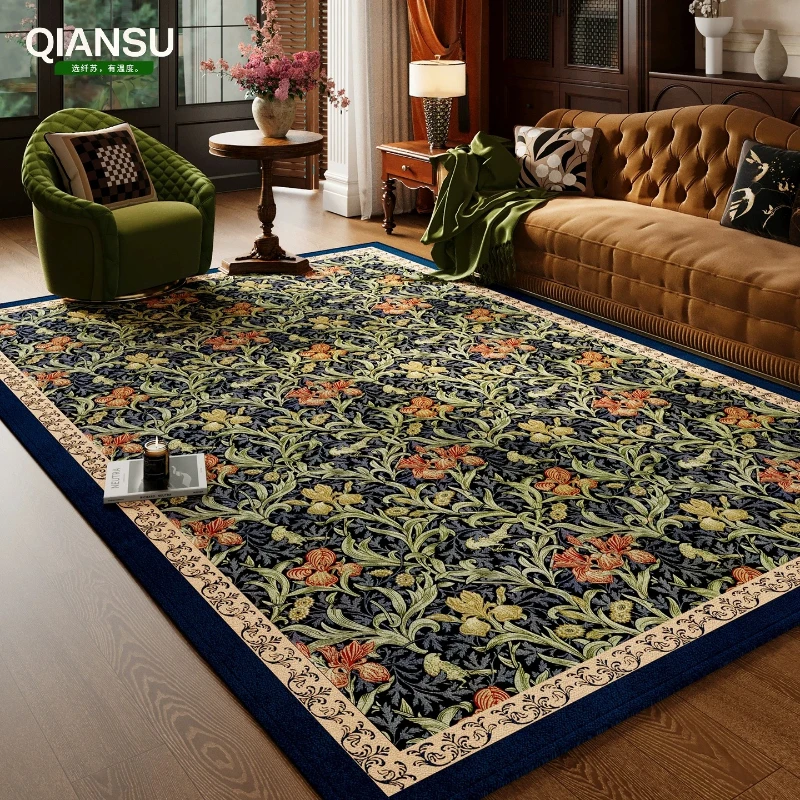 

LH retro sofa floor mat, advanced leave-in green thickened waterproof wipeable floor mat