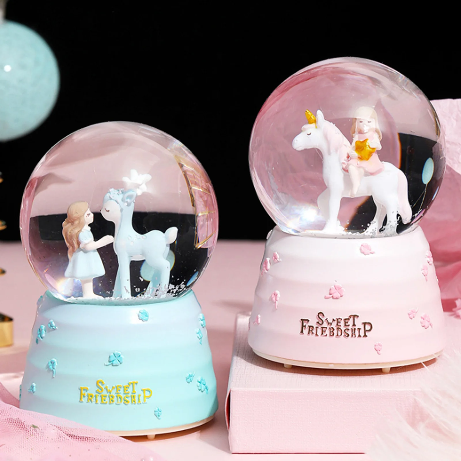 

Unicorn Snow Globe Musical Crystal Ball Resin Craft High Definition Glass Decor For Party Holiday Gift Music Box