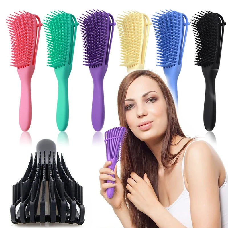 Detangling Scalp Massage Hair Comb, Curly Detangler Hairbrush para Mulheres, Salon Styling Tools